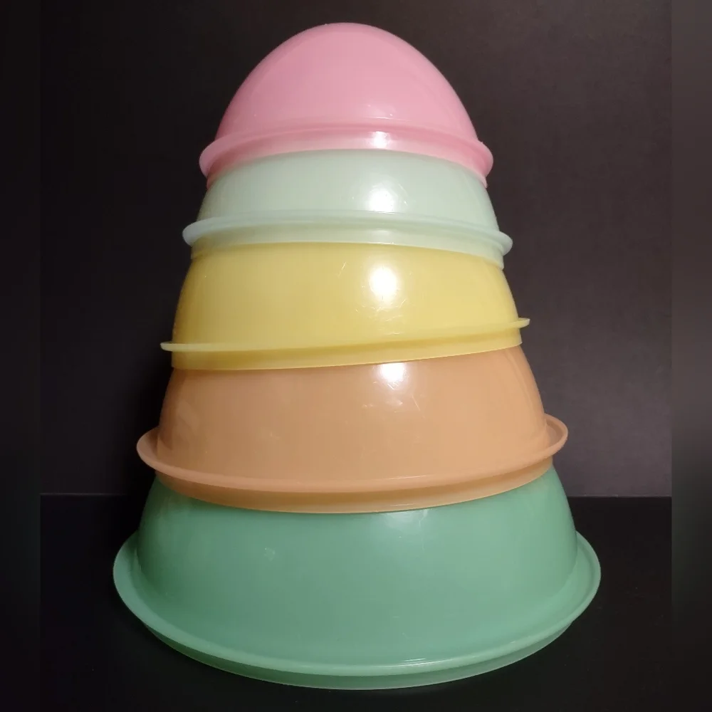 Vtg Tupperware Wonderlier Bowls Set of 5 Pastel Mixing Storing Nesting No Lid - Picture 5 of 5